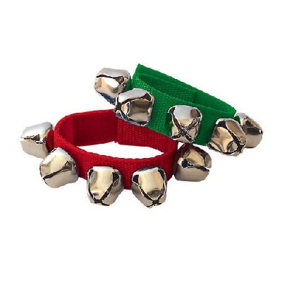 Paire De Bracelets Vert - Rouge Avec 5 Grelots