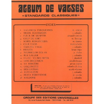 Album De Valses  Standards Classiques