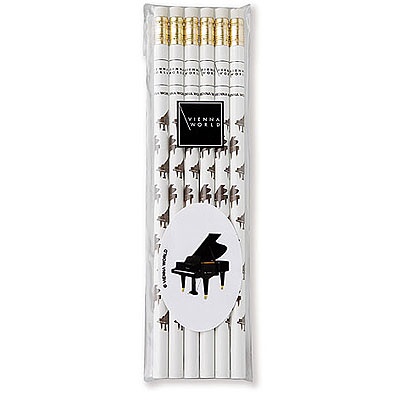 Lot de 6 Crayons à Papier - Piano à Queue (Blanc)