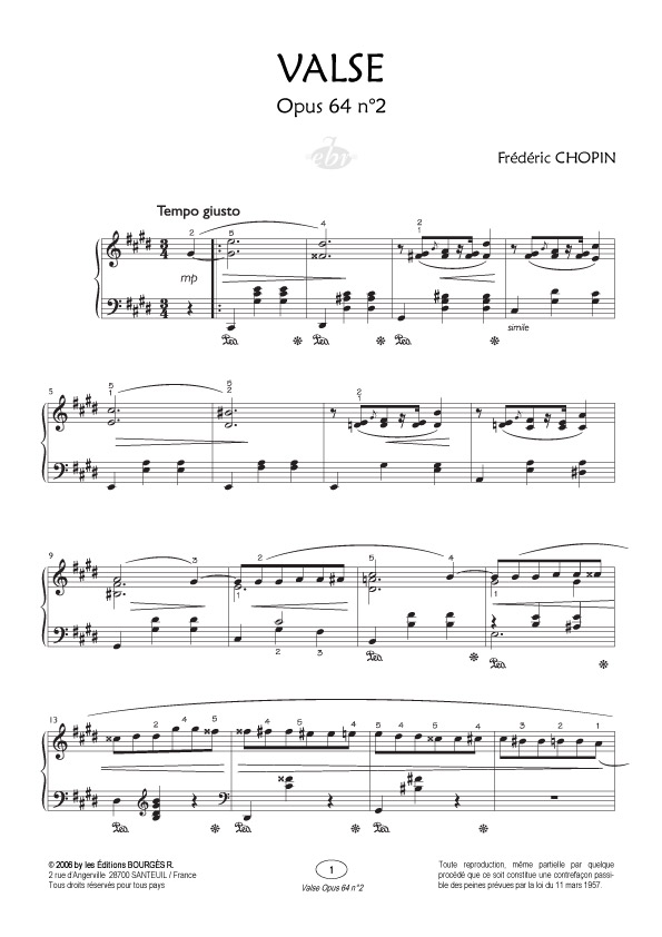 Partition piano valse 10 chopin