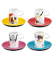 Set de 4 Tasses  Caf & 4 Soucoupes - Biscuit de Porcelaine - Tchaikovsky